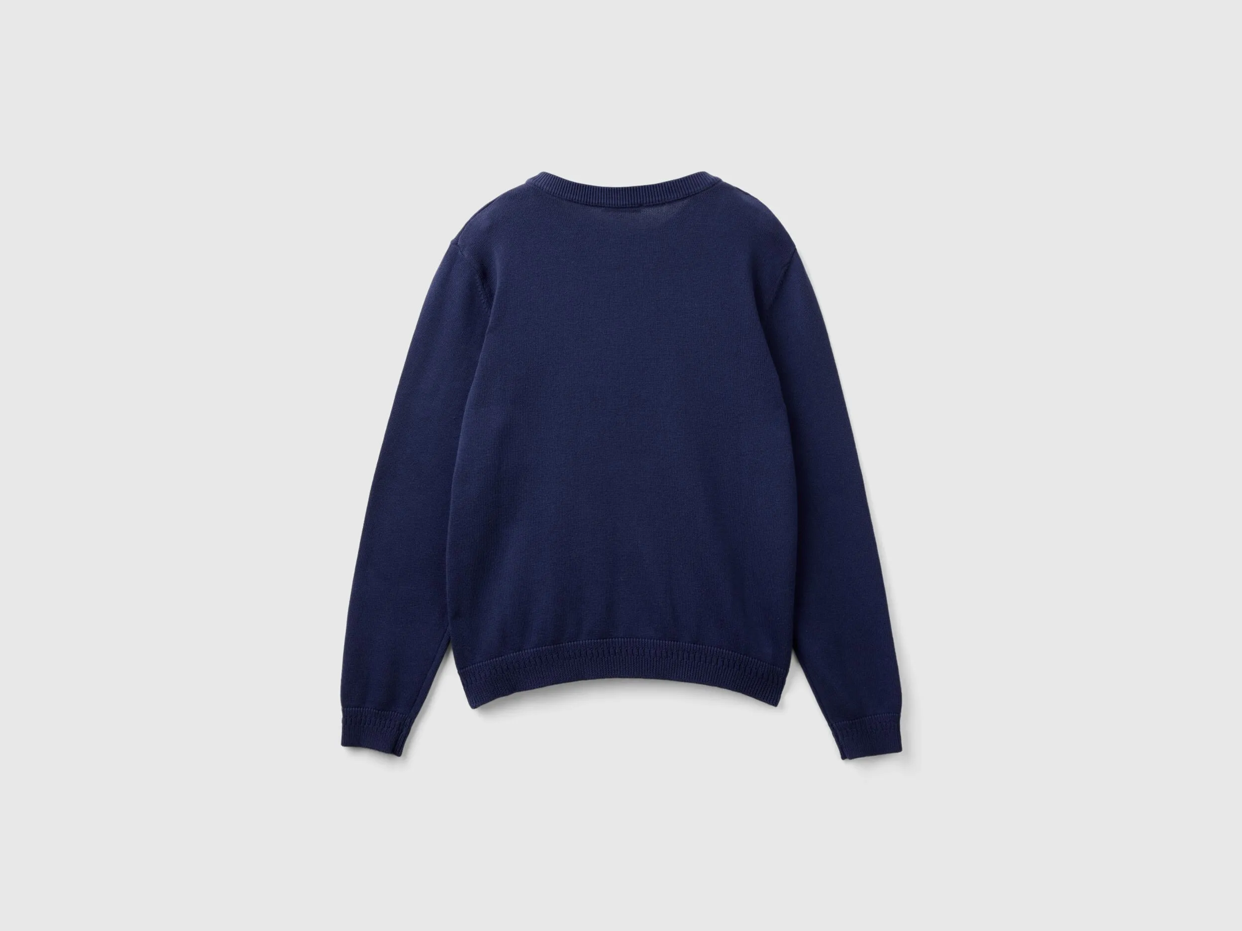 100% cotton crew neck sweater - Dark Blue | Benetton