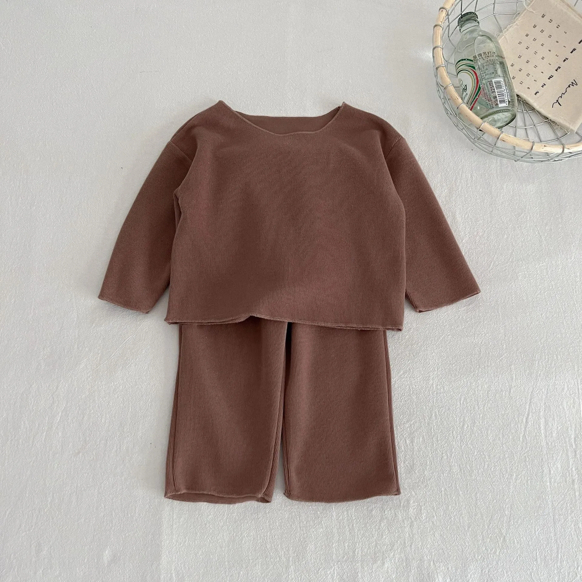 2 Pieces Set Baby Kid Girls Solid Color Tops And Pants Wholesale 23113084