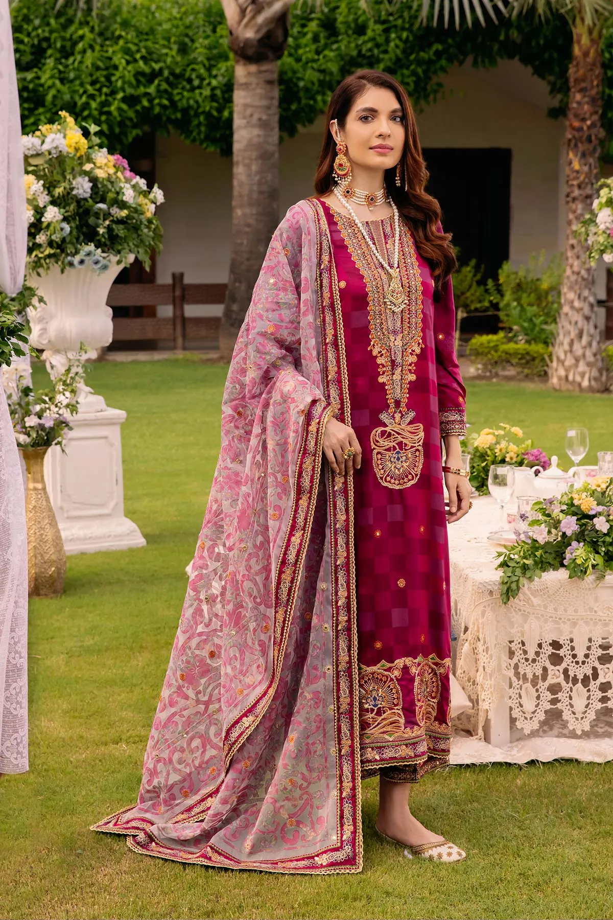 3-Pc Charizma Unstitched Embroidered Swiss Lawn With Chiffon Dupatta CSM-3-03