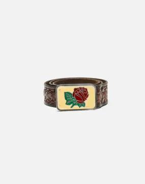 70s Painted Rose Buckle on Braid Detail Belt