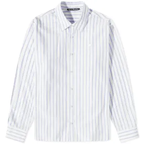 Acne Studios Sarlie Stripe Face ShirtWhite & Dusty Blue