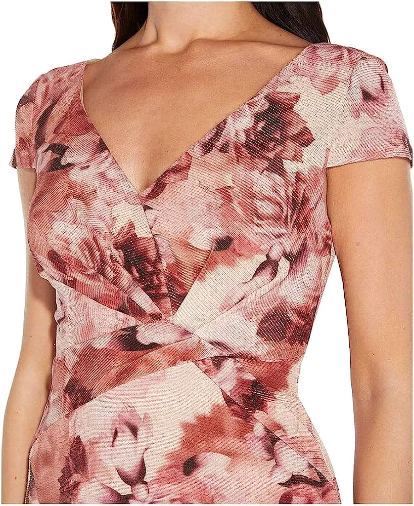 Adrianna Papell AP1E209087 - Cap Sleeve V-Neck Dress