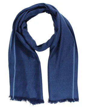 Agnona Scarf Blue Herringbone - Luxury Silk Shawl SALE