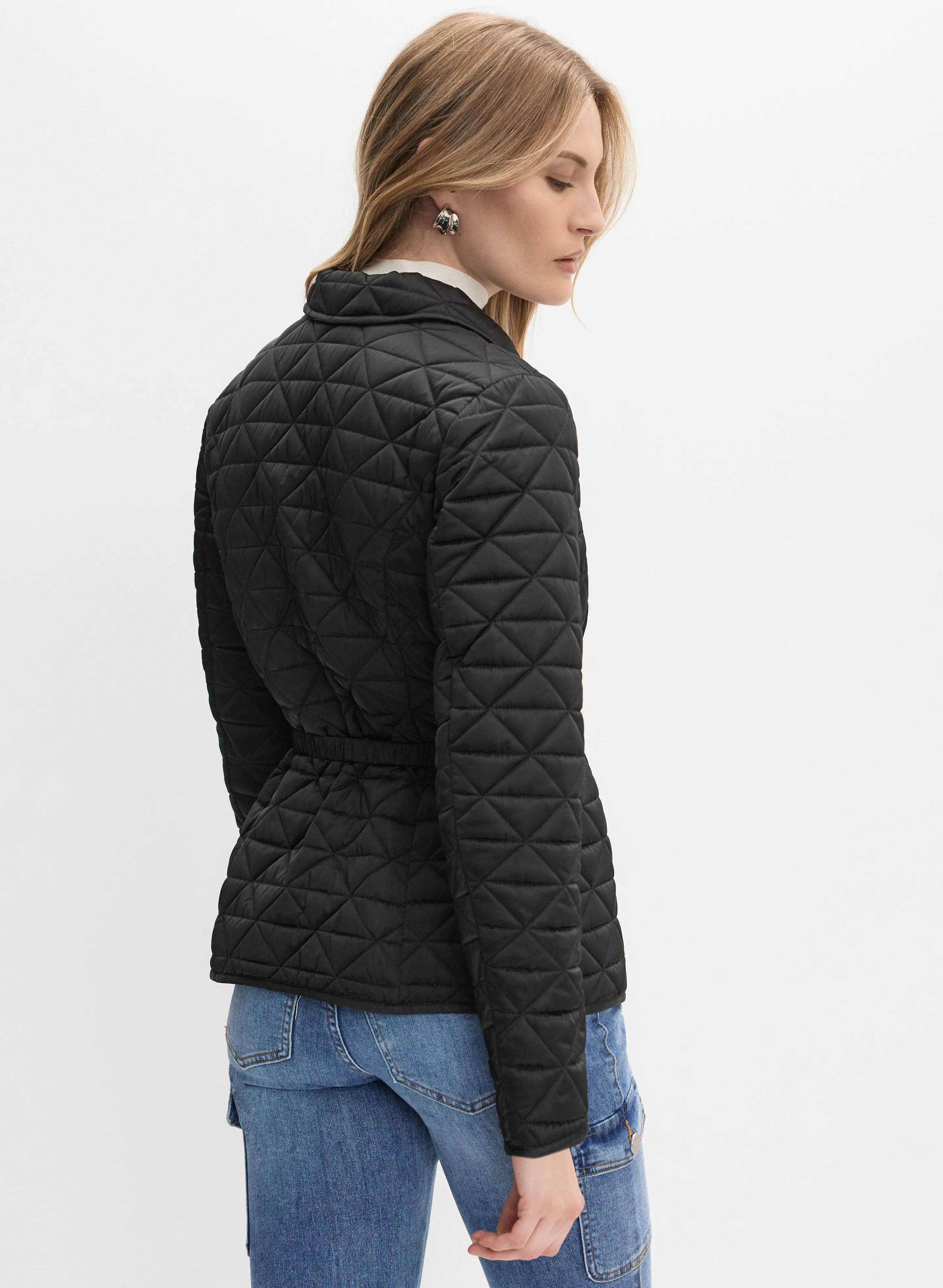 Belted Diamond Quilt Coat