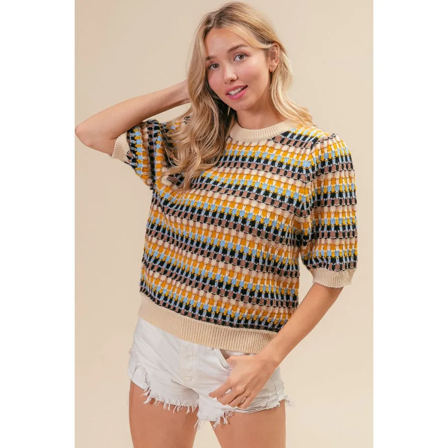 BiBi Multi Color Half Sleeve Sweater