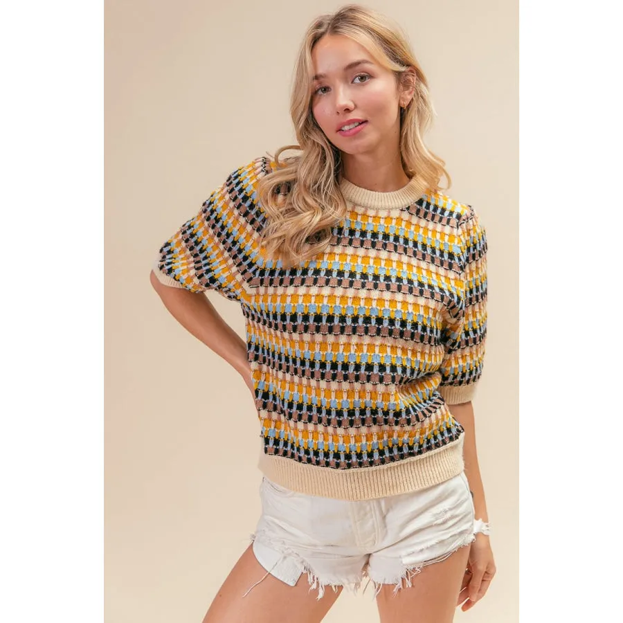 BiBi Multi Color Half Sleeve Sweater