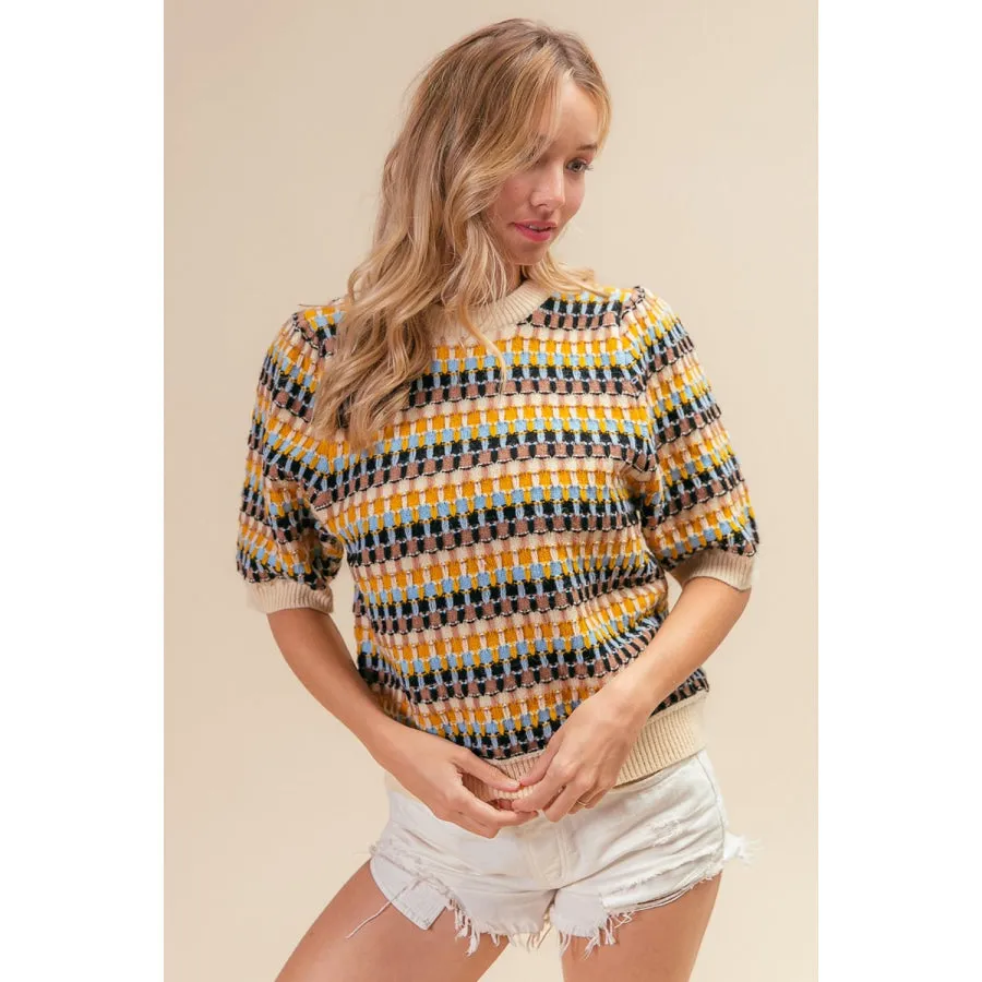 BiBi Multi Color Half Sleeve Sweater