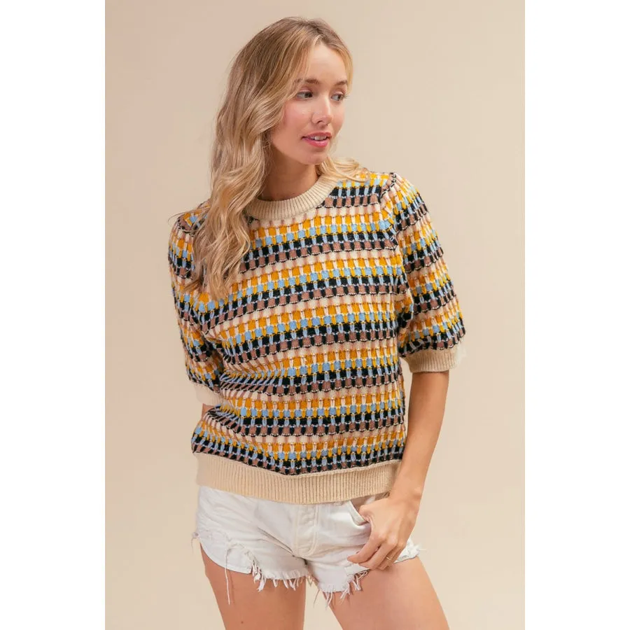 BiBi Multi Color Half Sleeve Sweater