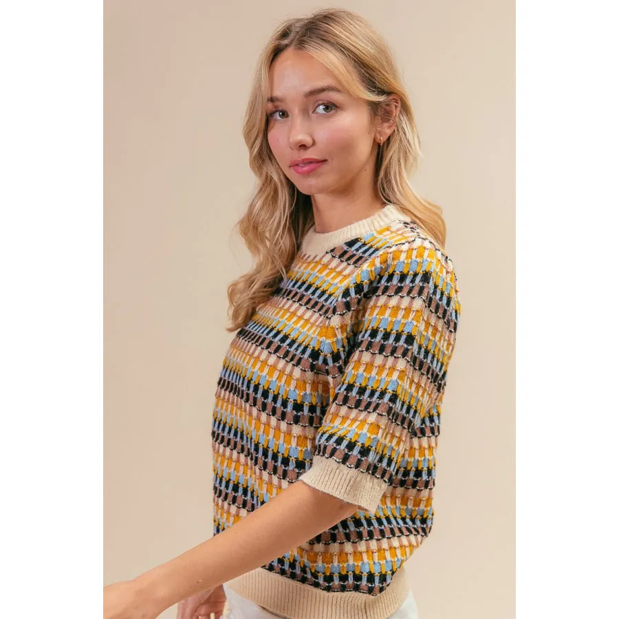 BiBi Multi Color Half Sleeve Sweater