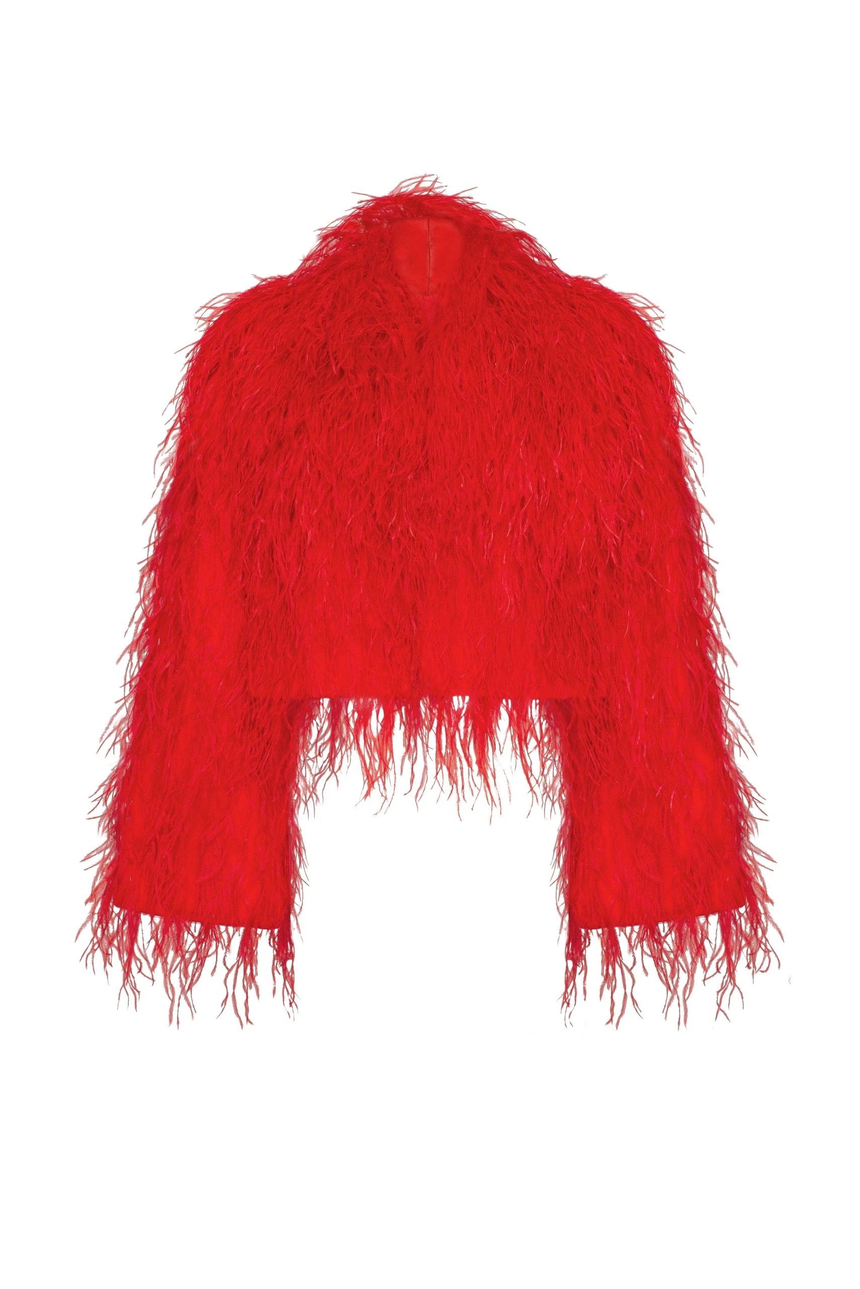 		Bizarre red feather-trimmed coat, Xo Xo	