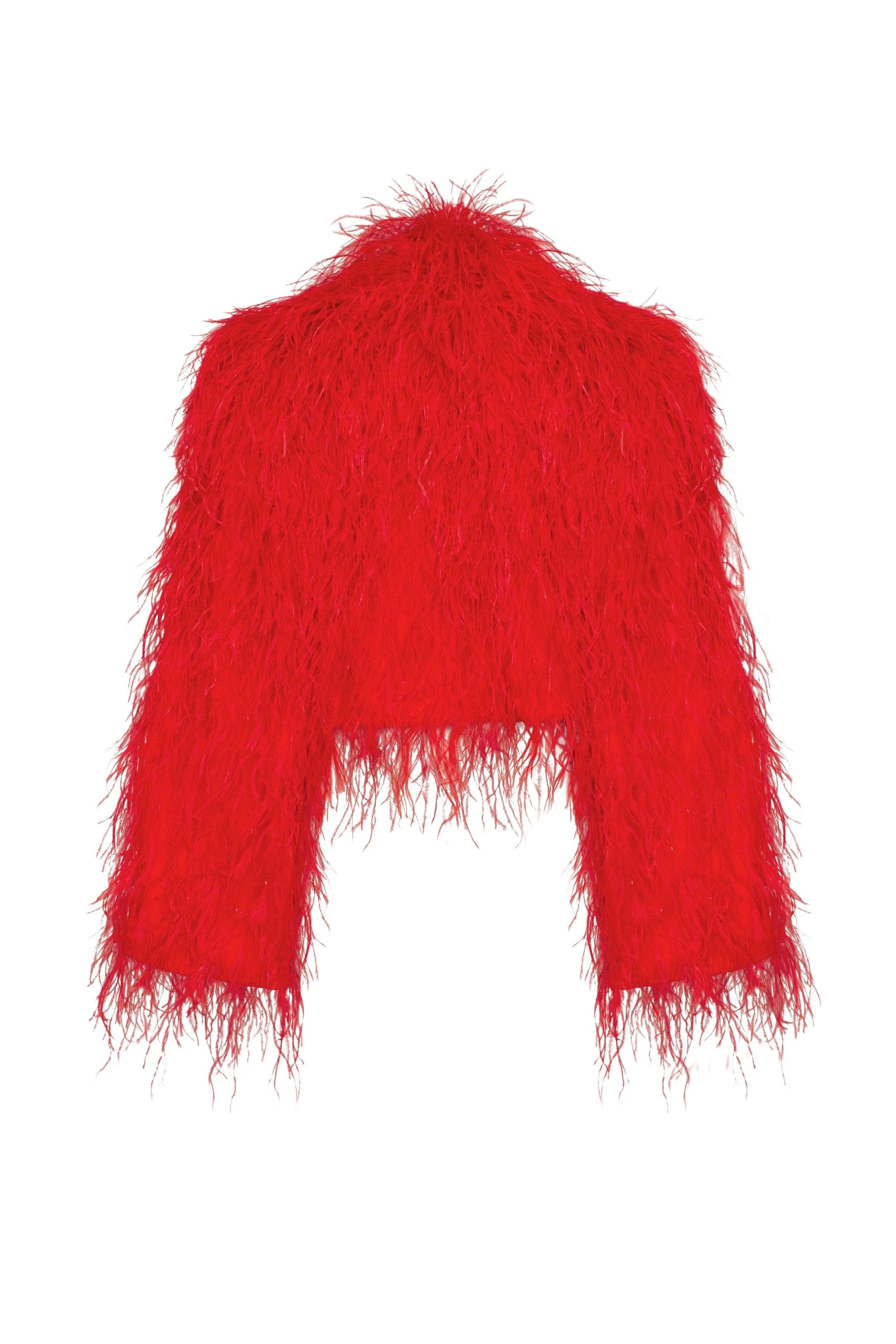 		Bizarre red feather-trimmed coat, Xo Xo	