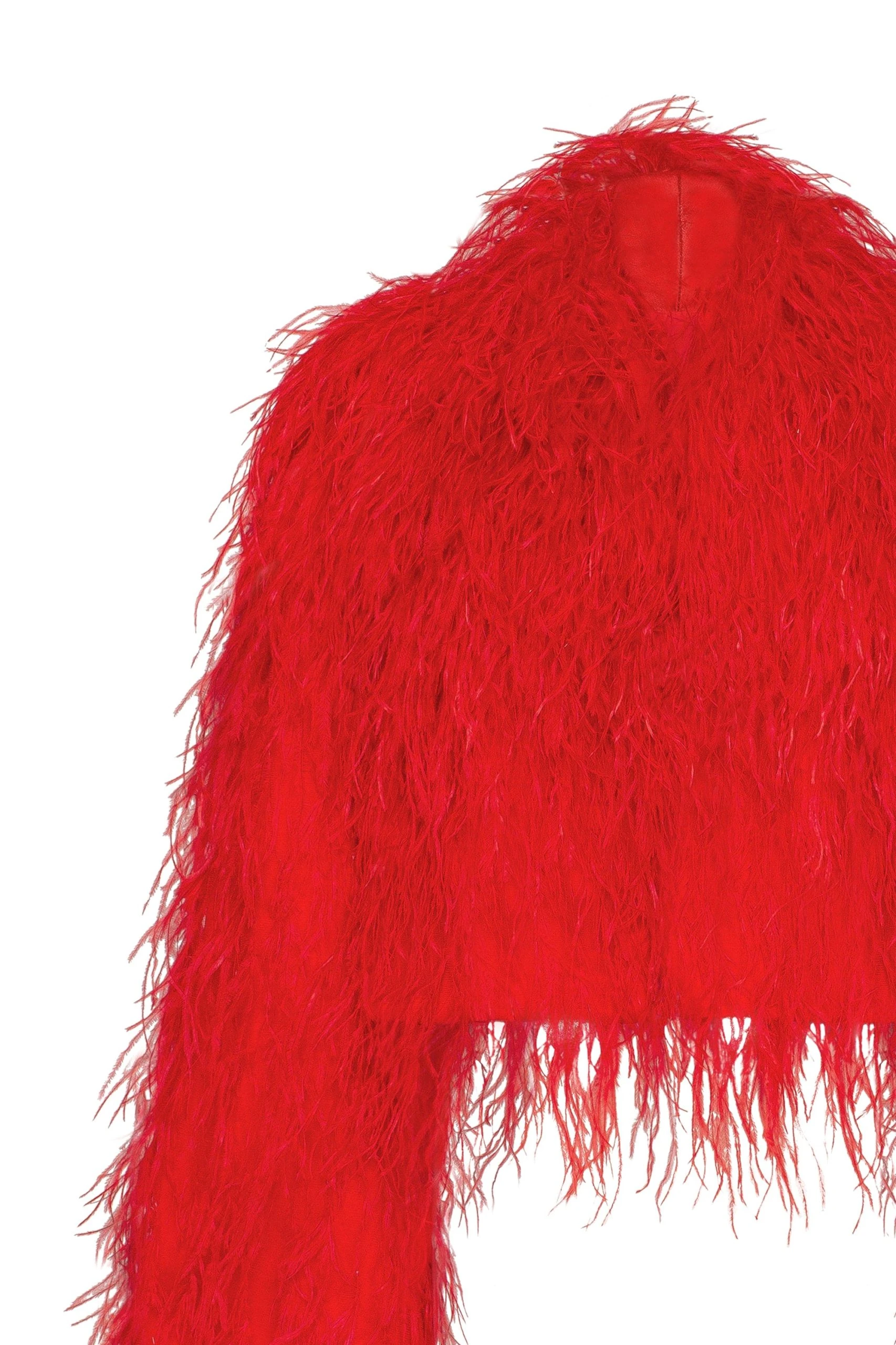 		Bizarre red feather-trimmed coat, Xo Xo	