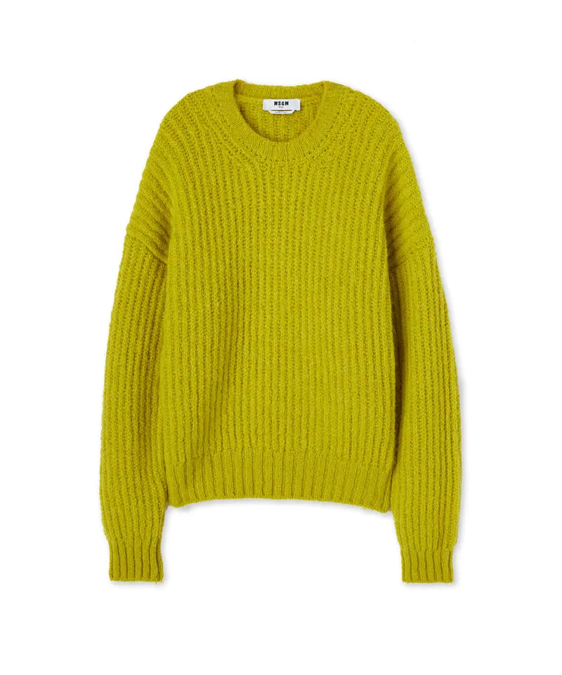 Blended wool crewneck sweater Warm Winter Yellow