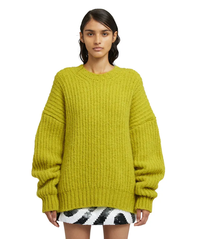 Blended wool crewneck sweater Warm Winter Yellow