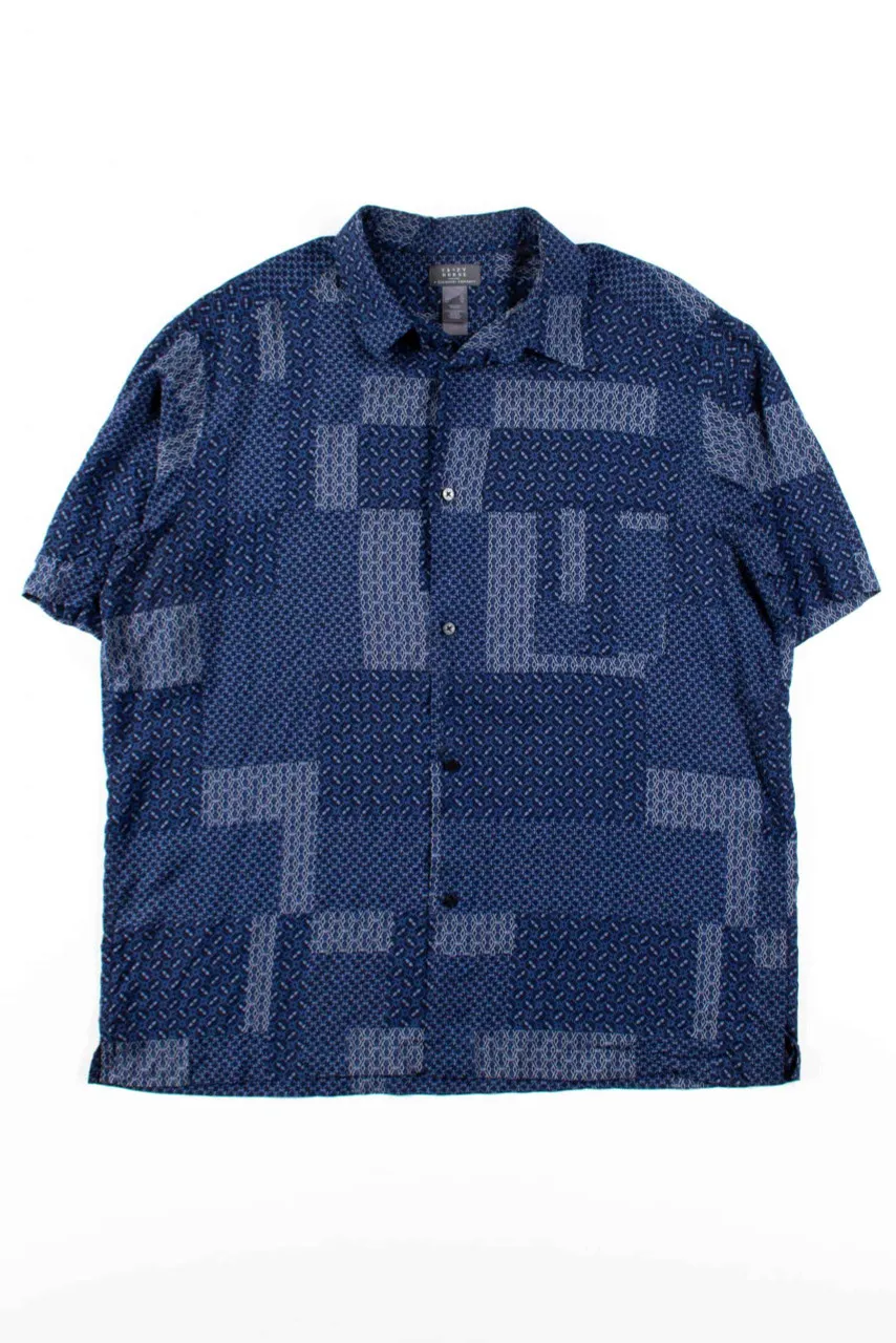 Blue Patterned Squares Button Up Shirt