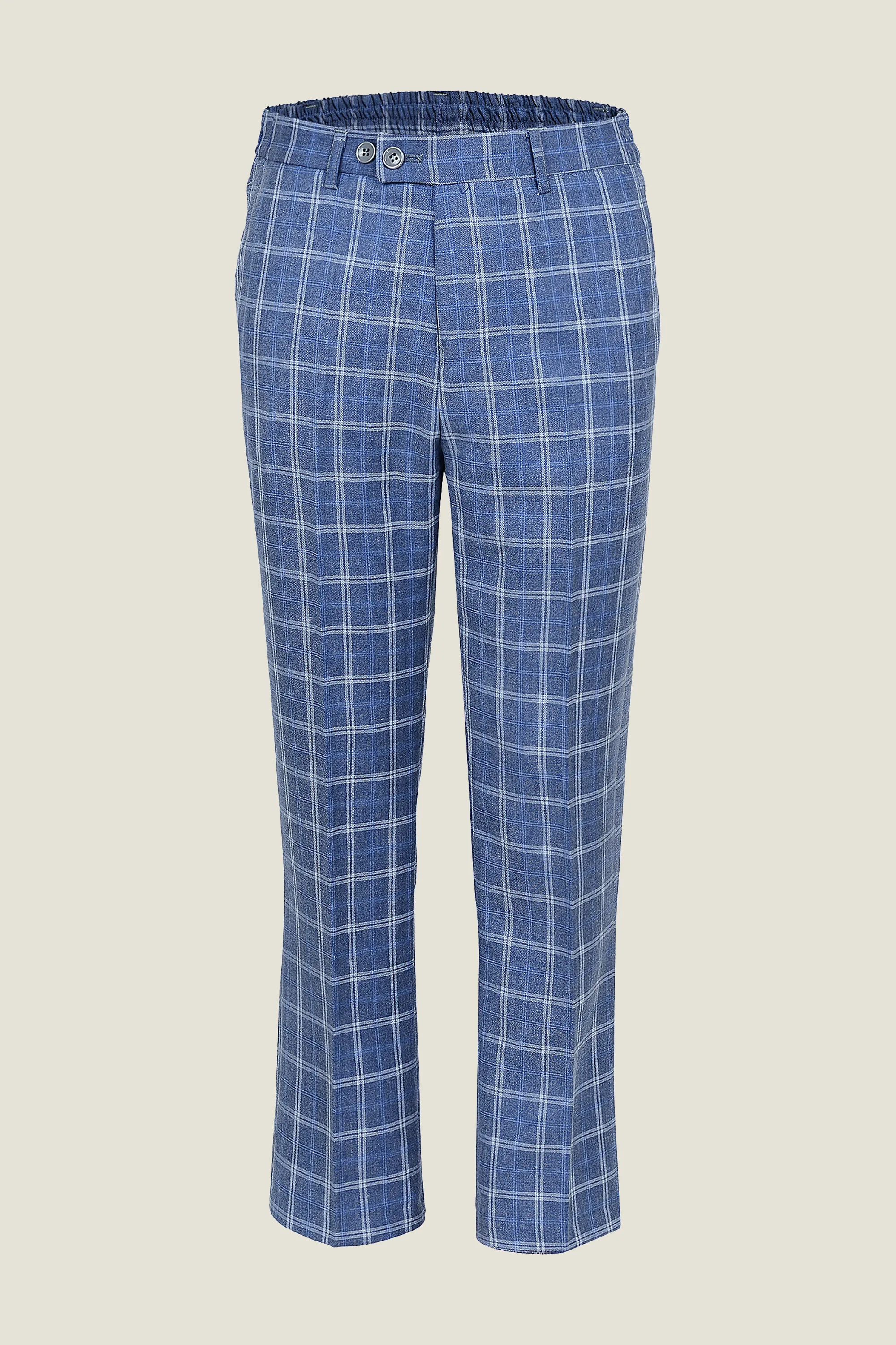 Boys Dusty Blue Checkered Pants