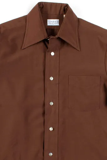 Brown Butterfly Collar Button Up Shirt 3