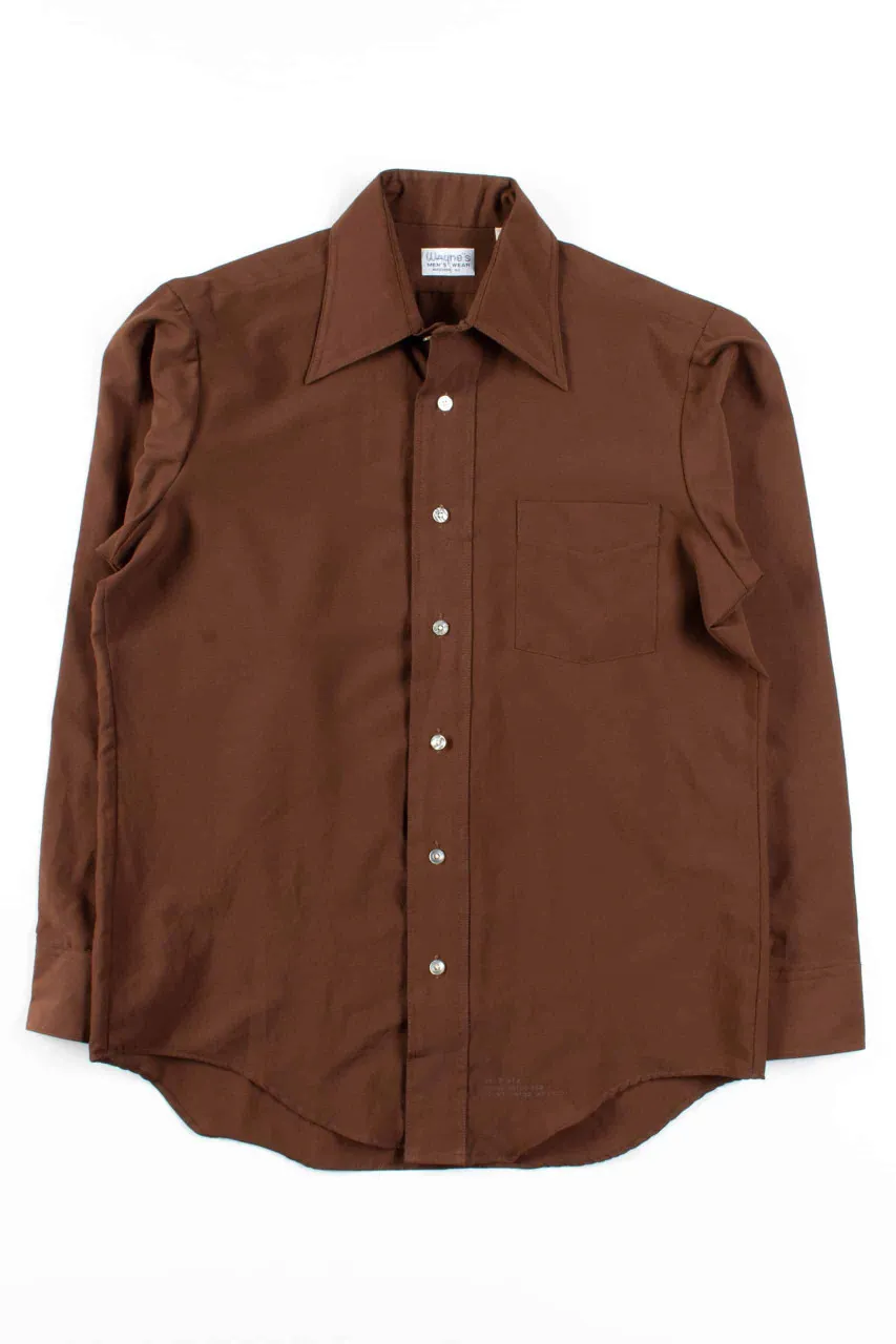 Brown Butterfly Collar Button Up Shirt 3