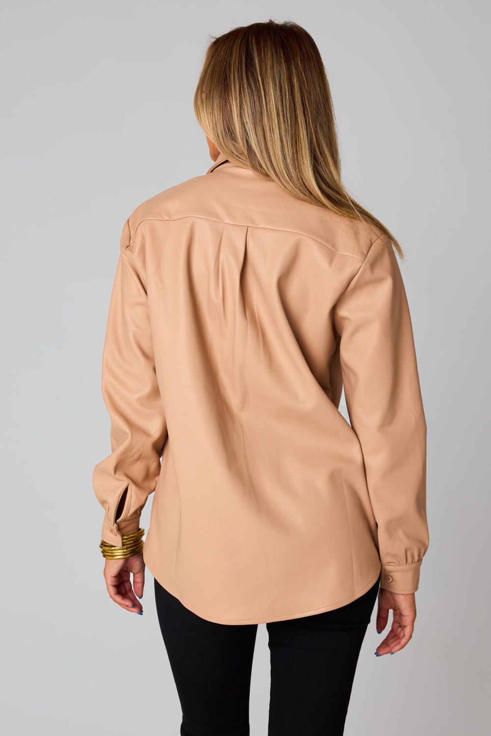 BuddyLove | BRIELLE VEGAN LEATHER BUTTON UP TOP - ESPRESSO