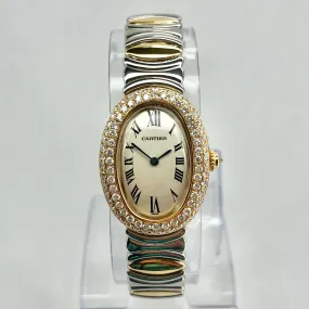 CARTIER BAIGNOIRE Quartz 23mm 2 Tone 1.7TCW Diamond Watch