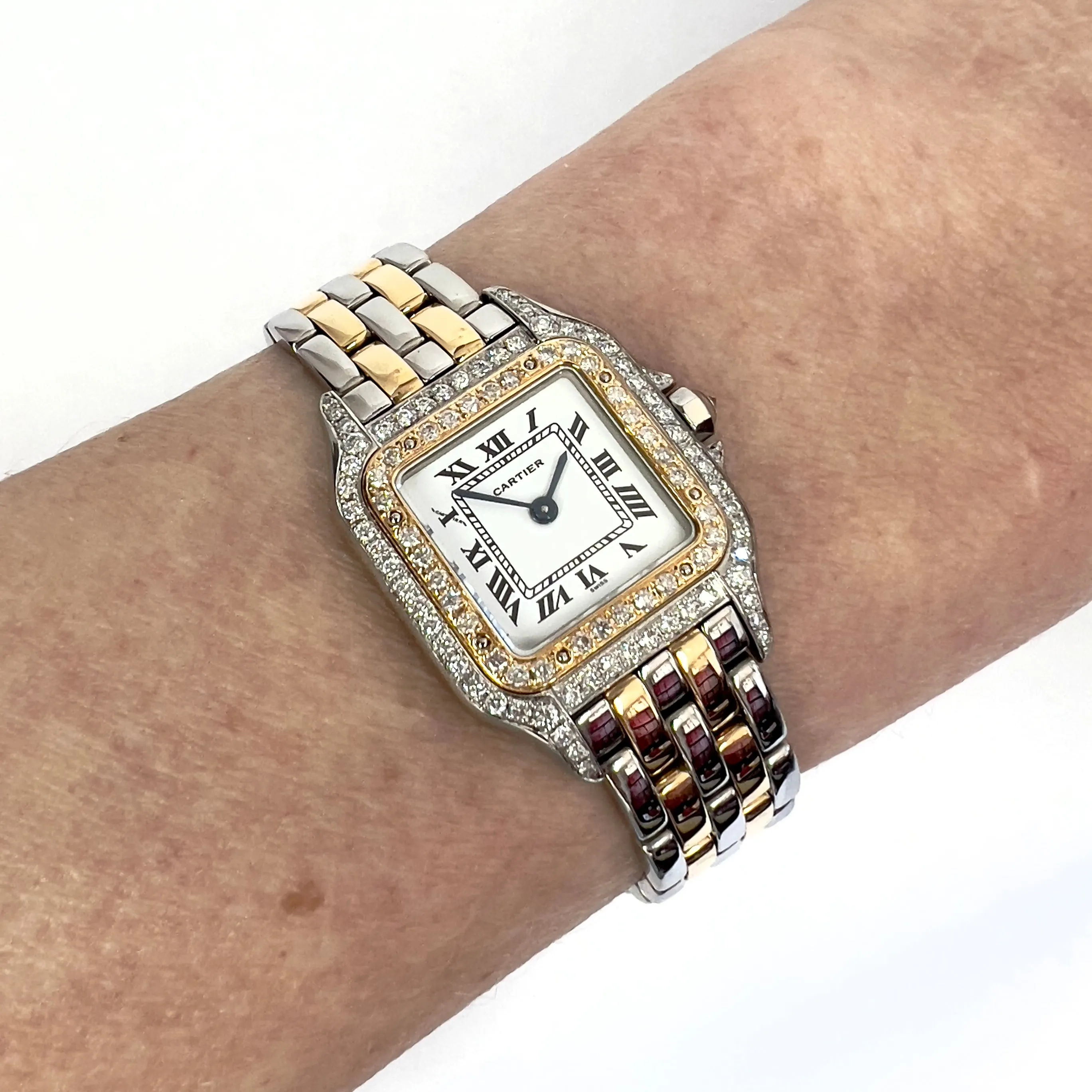 CARTIER PANTHERE Quartz 23mm 2 Row Gold 0.90TCW DIAMOND Watch