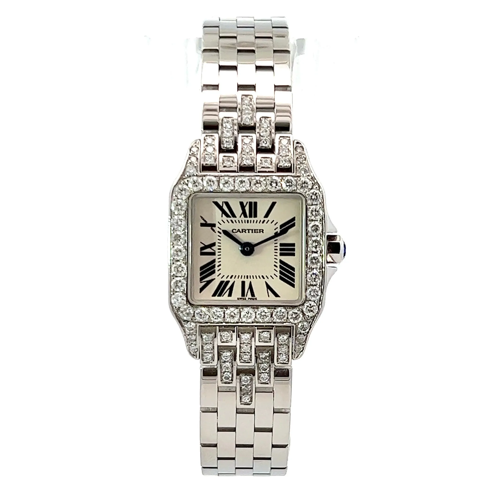 CARTIER SANTOS DEMOISELLE 2698 Quartz 20mm Steel 1.05TCW Diamond Watch