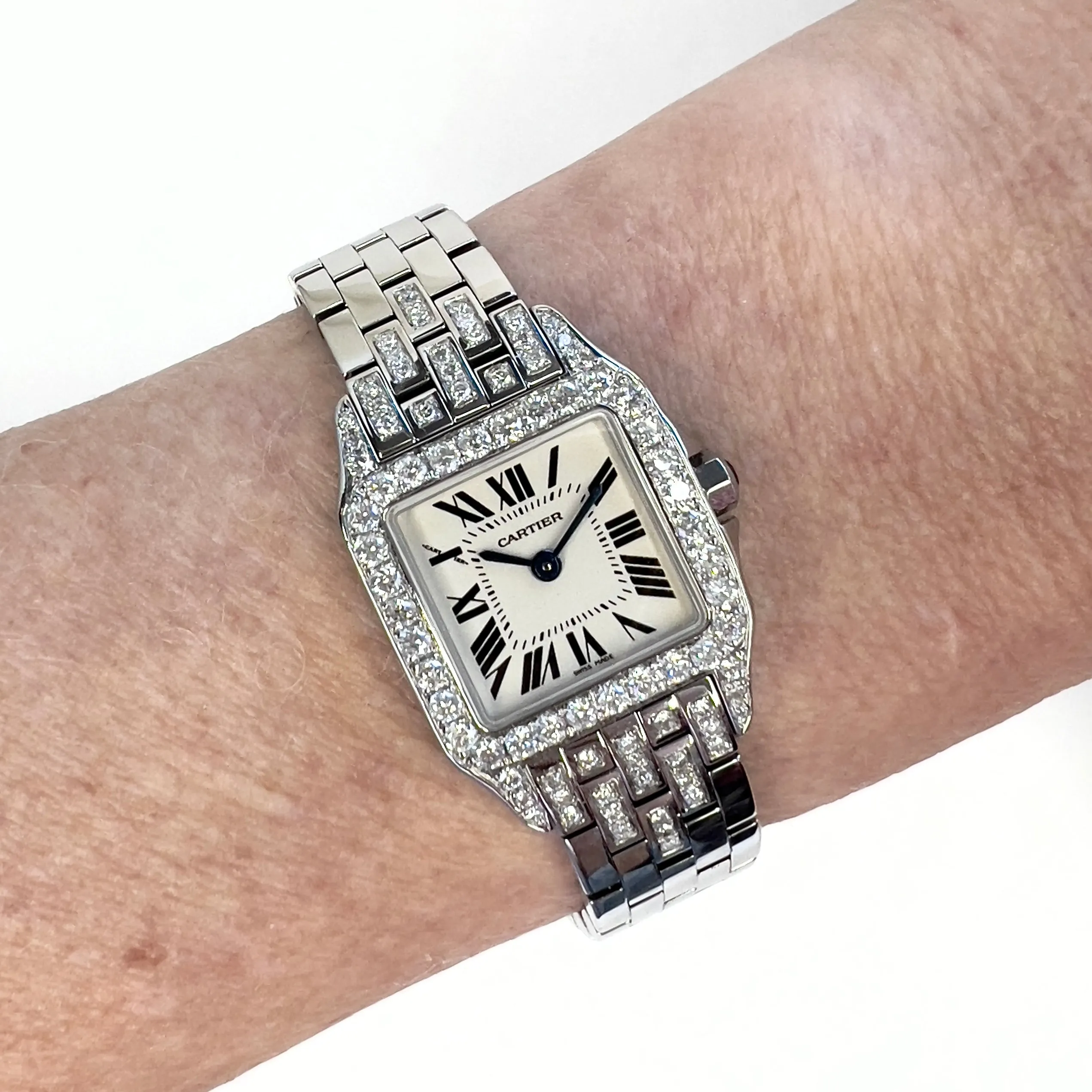 CARTIER SANTOS DEMOISELLE 2698 Quartz 20mm Steel 1.05TCW Diamond Watch