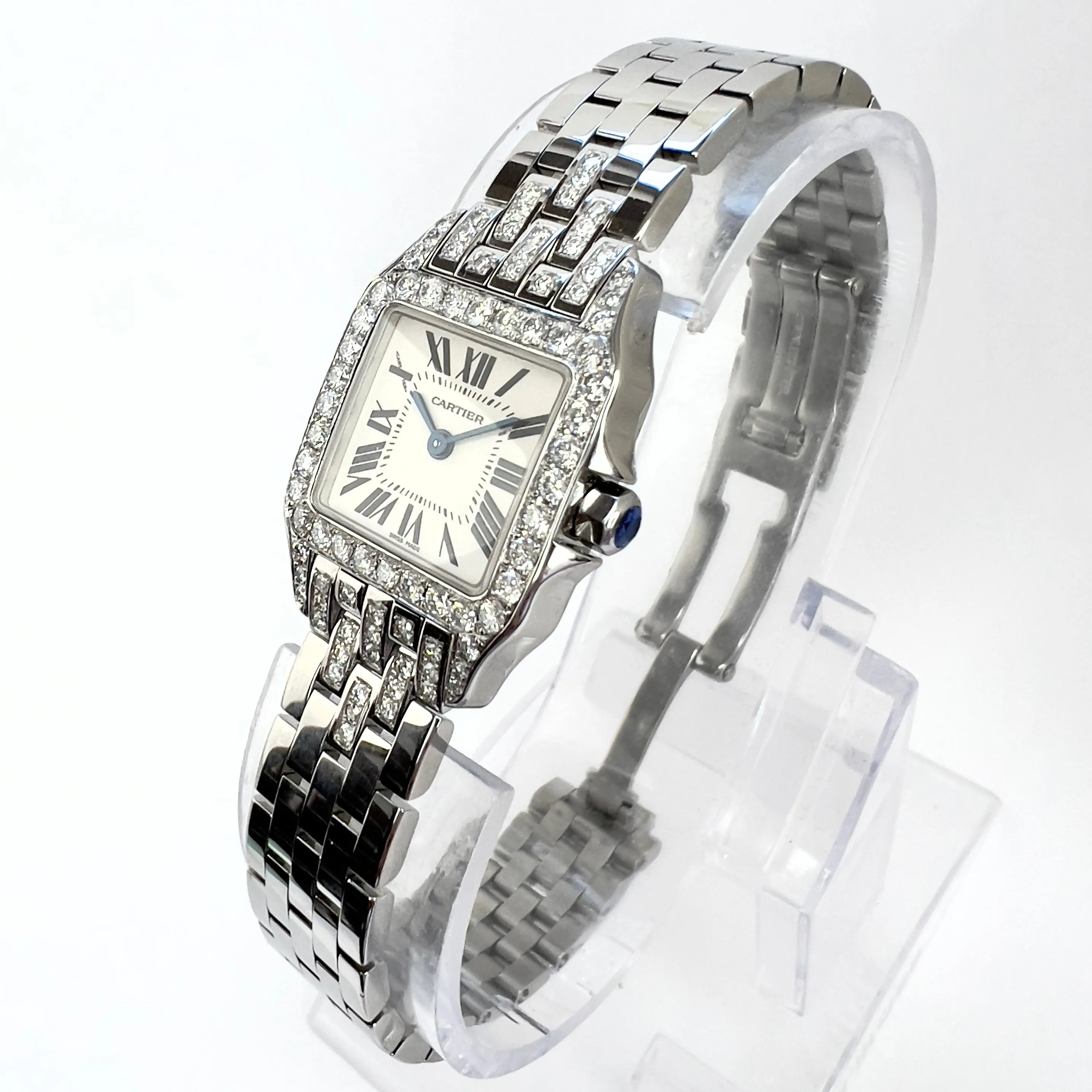 CARTIER SANTOS DEMOISELLE 2698 Quartz 20mm Steel 1.05TCW Diamond Watch