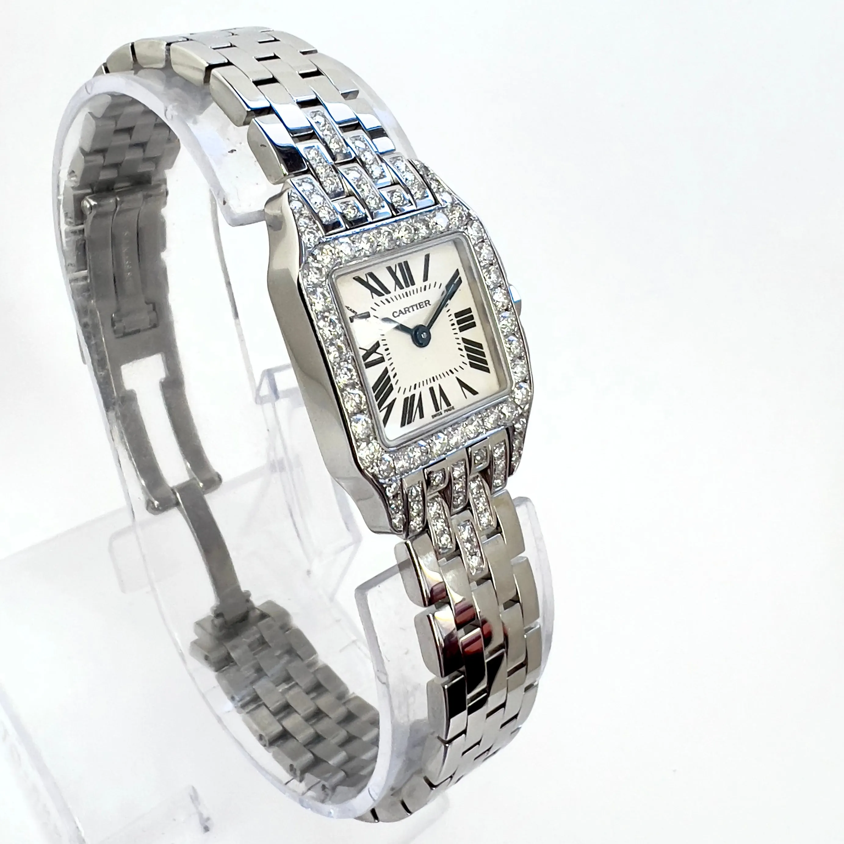 CARTIER SANTOS DEMOISELLE 2698 Quartz 20mm Steel 1.05TCW Diamond Watch