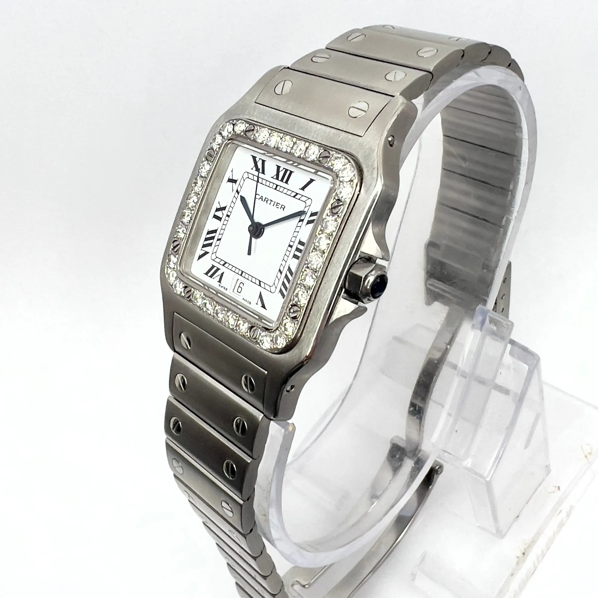 CARTIER SANTOS GALBEE 29mm Quartz Steel 0.85TCW Diamond Watch