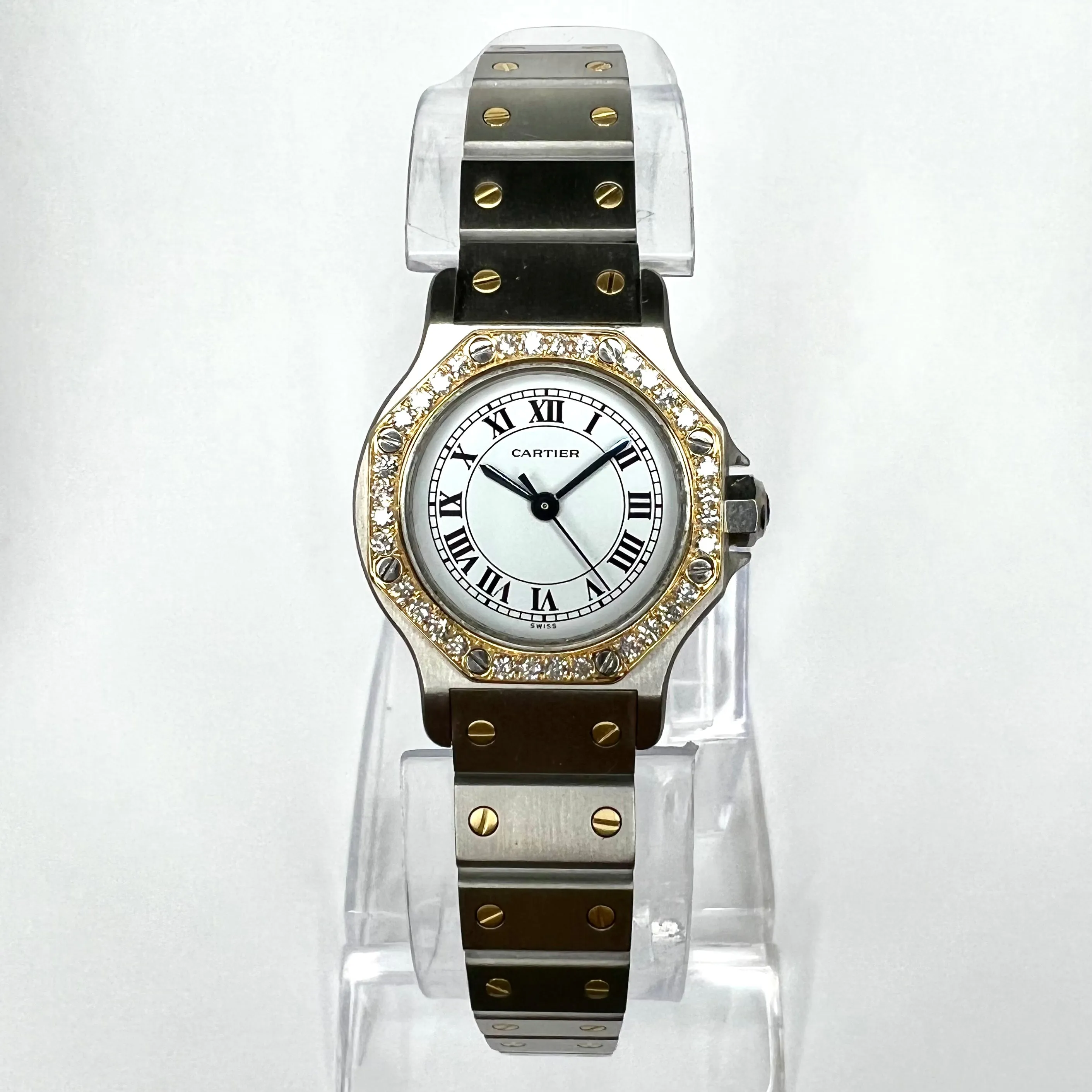 CARTIER SANTOS OCTAGON Automatic 25mm 2 Tone 0.32TCW DIAMOND Watch