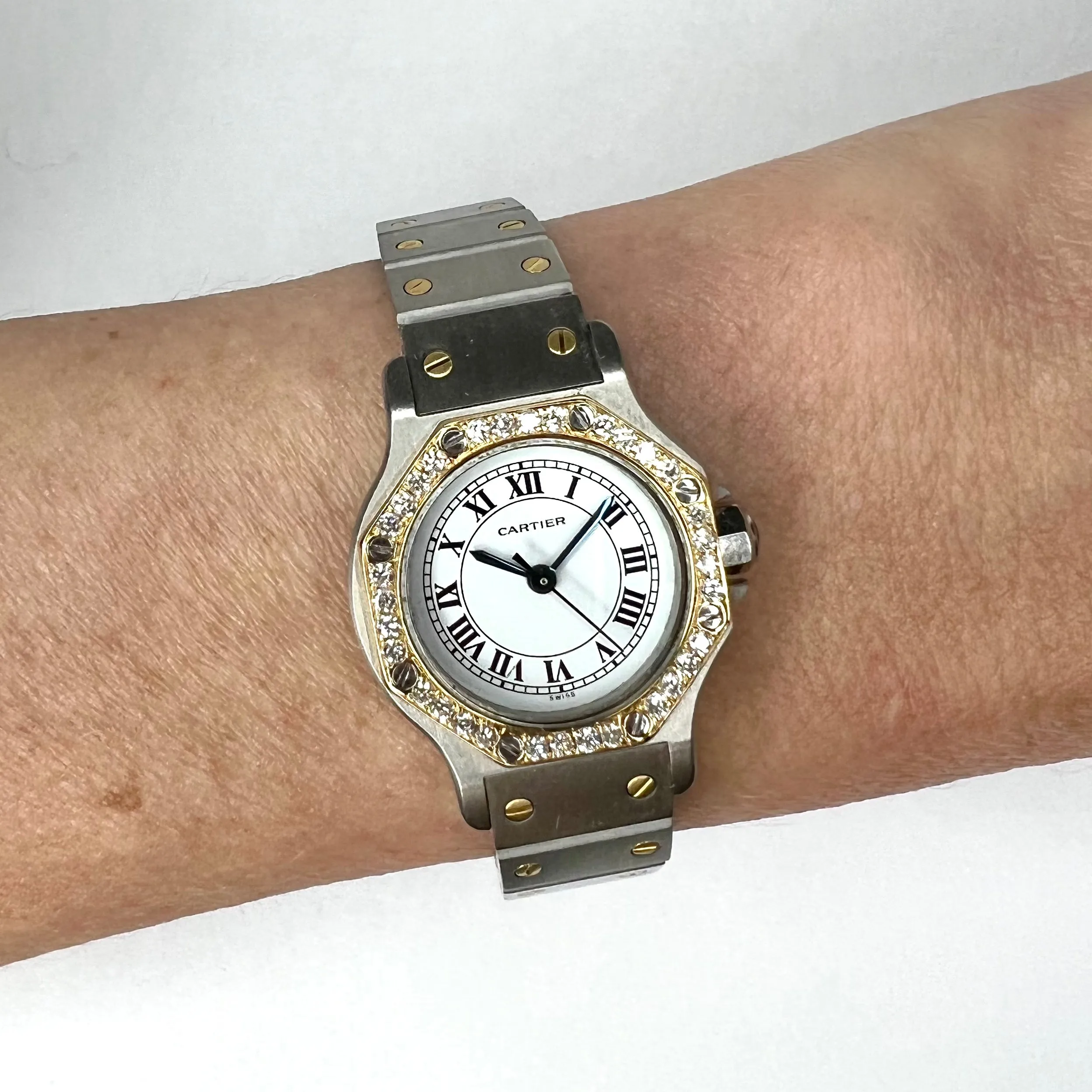 CARTIER SANTOS OCTAGON Automatic 25mm 2 Tone 0.32TCW DIAMOND Watch