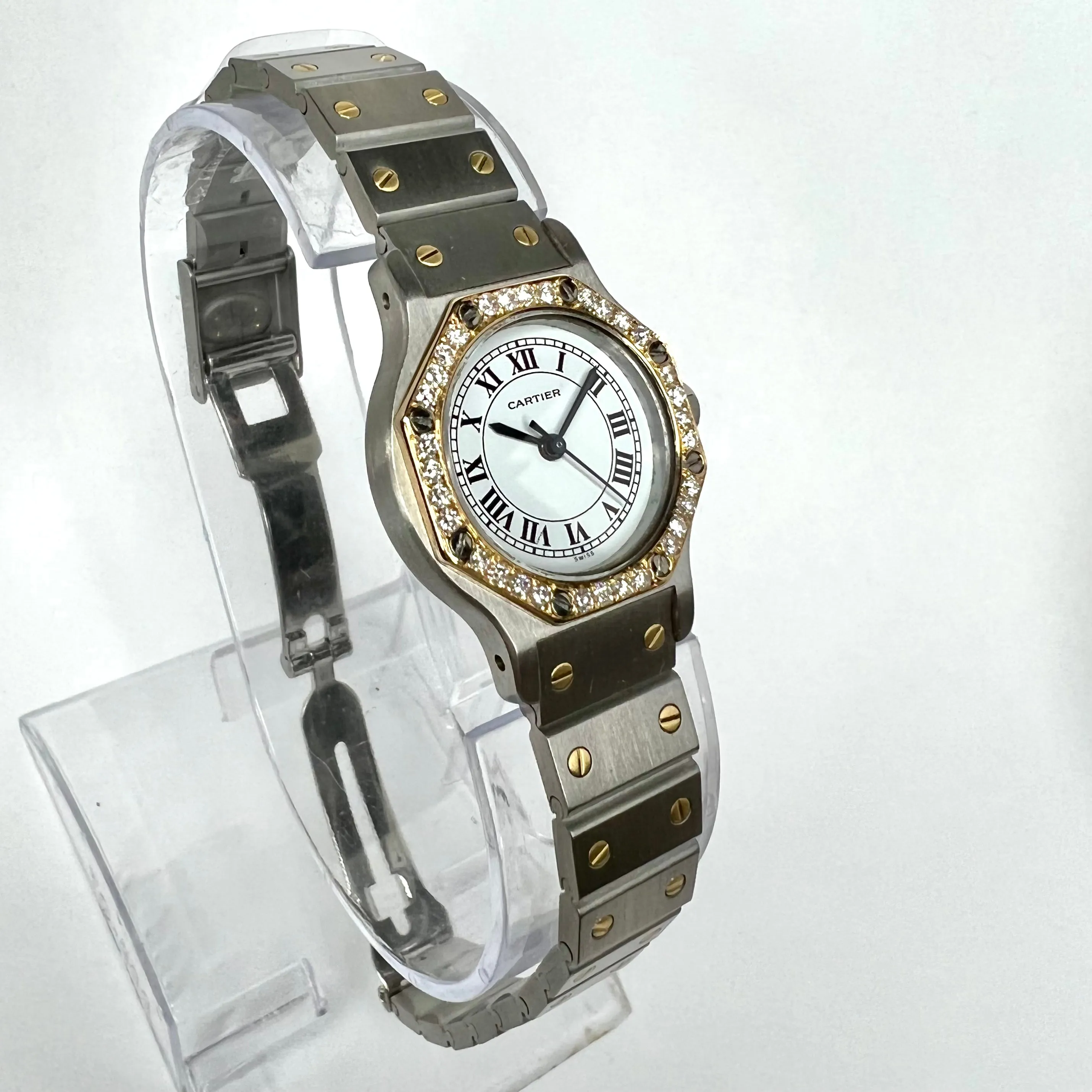 CARTIER SANTOS OCTAGON Automatic 25mm 2 Tone 0.32TCW DIAMOND Watch