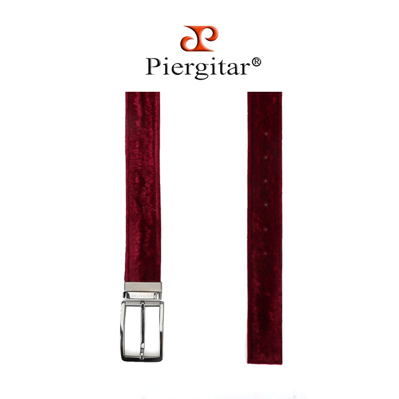 Classic Burgundy Velvet  Belt With Stainless Steel Buckle