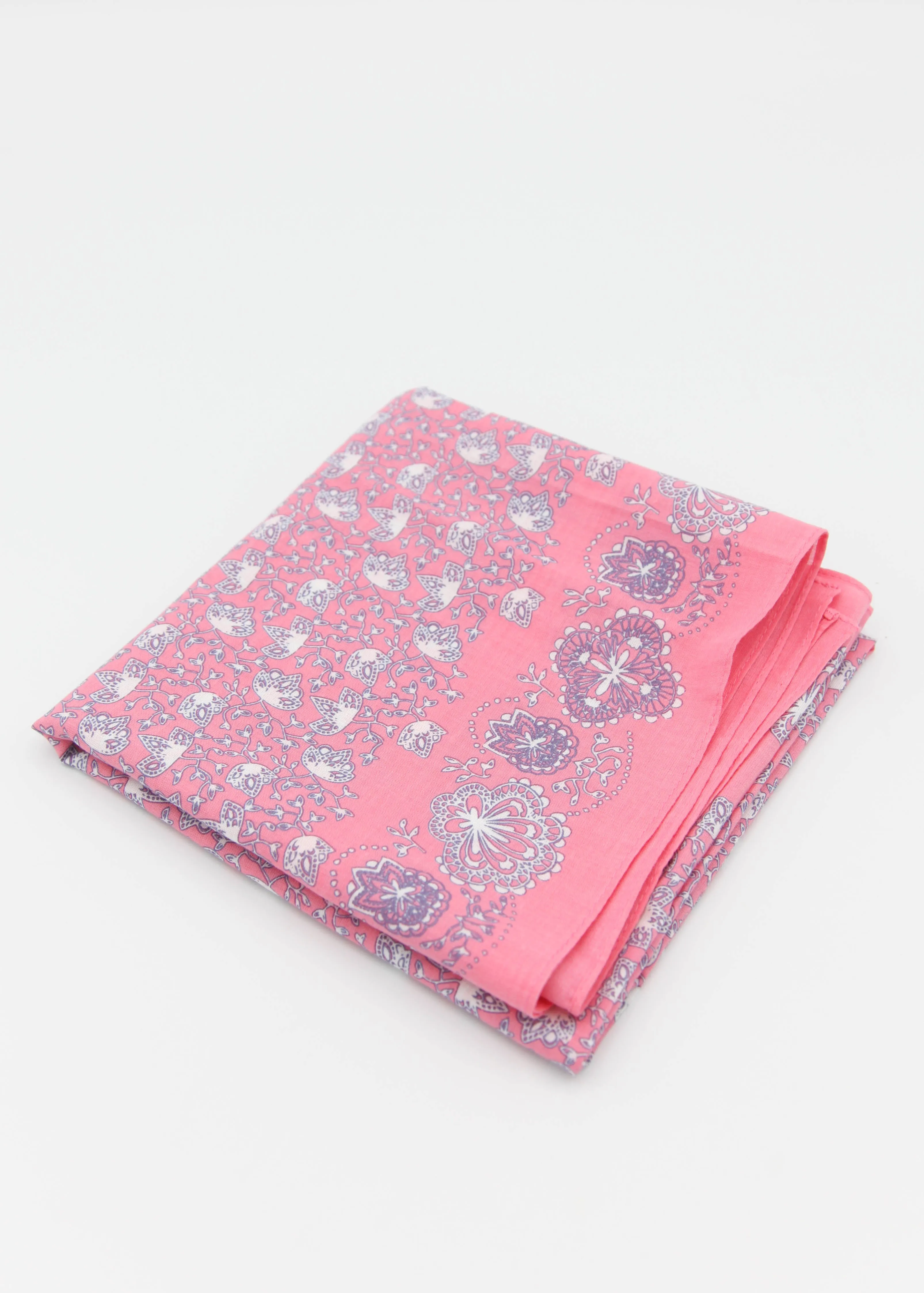 Cotton Square Foulard No675 - Pop Pink