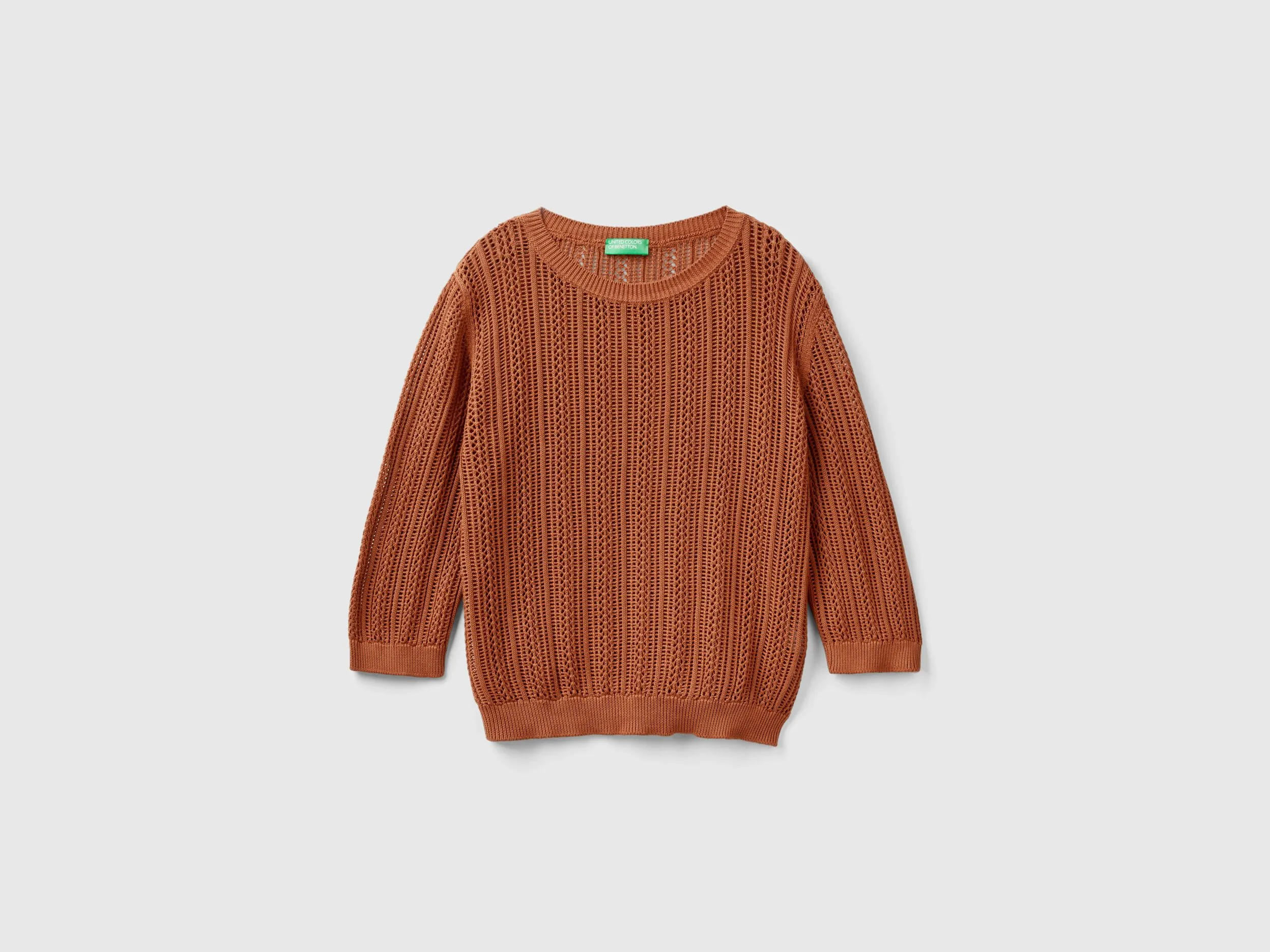 Crochet sweater - Brown | Benetton