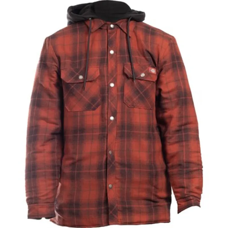 DICKIES FLEECE HOOD FLANNEL SHIRT JACKET