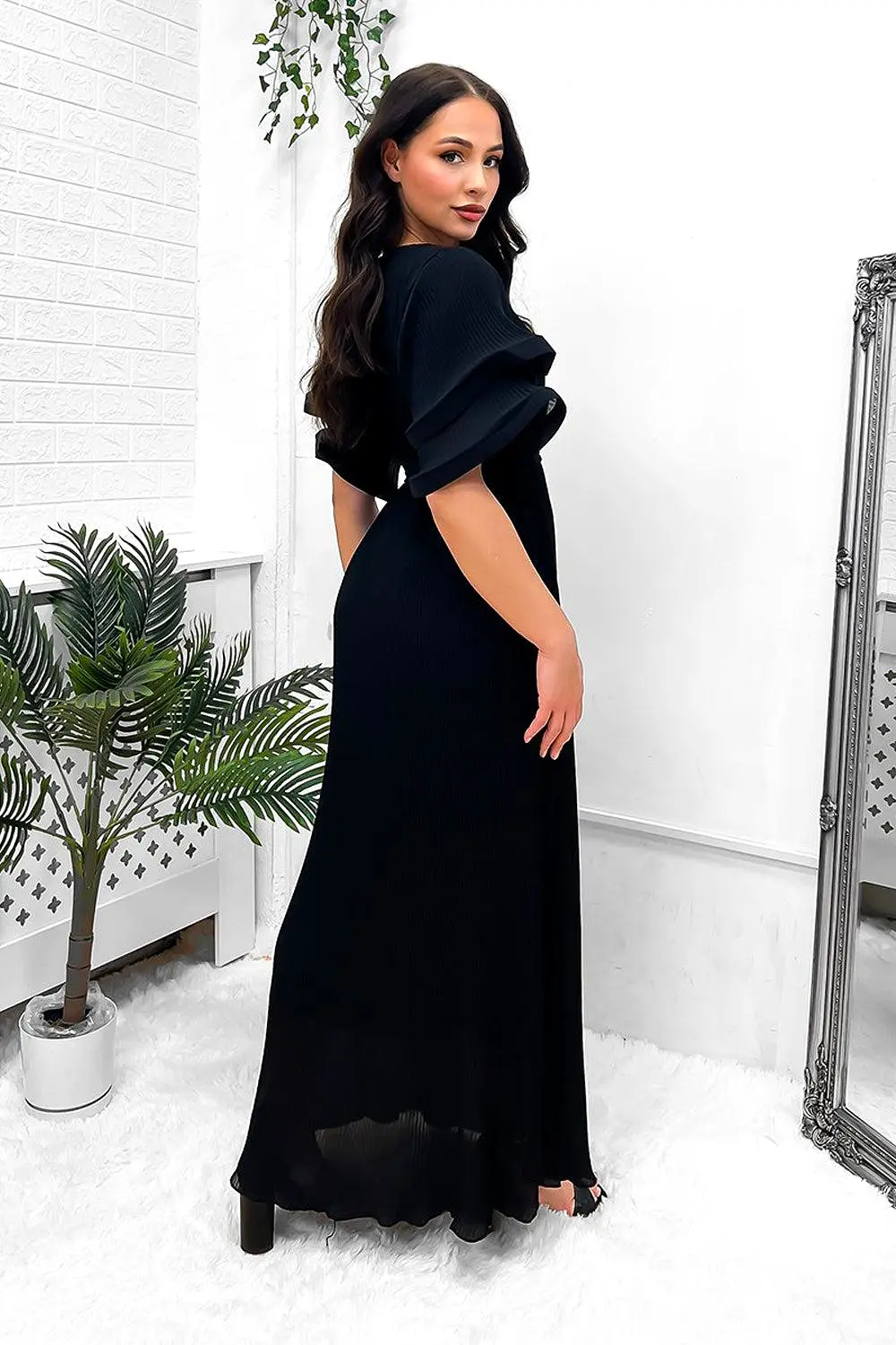 Double Short Flute Sleeve Summer Maxi Dress