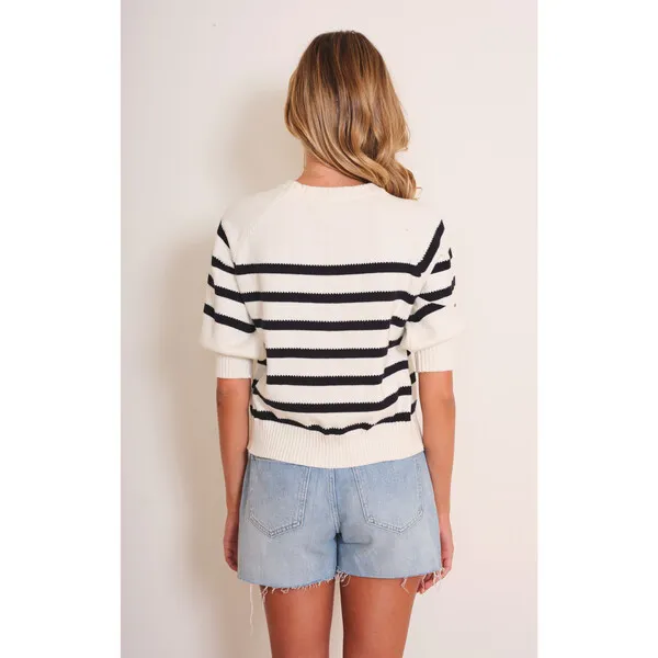 dRA Women's Sarzana Striped Pull-Over Sweater, Black & White