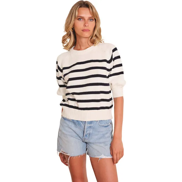 dRA Women's Sarzana Striped Pull-Over Sweater, Black & White