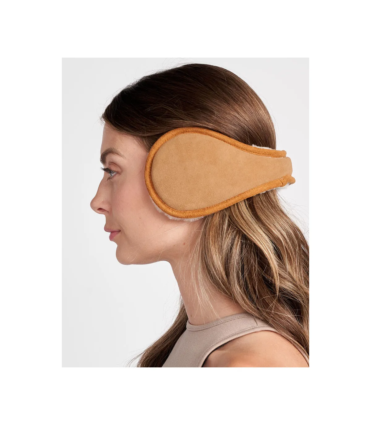 Edith Sheepskin Earmuffs in Tan: FurHatWorld.com