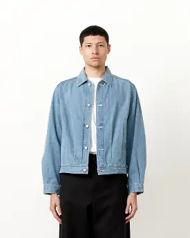 Faded Light Denim Blouson in Light Indigo