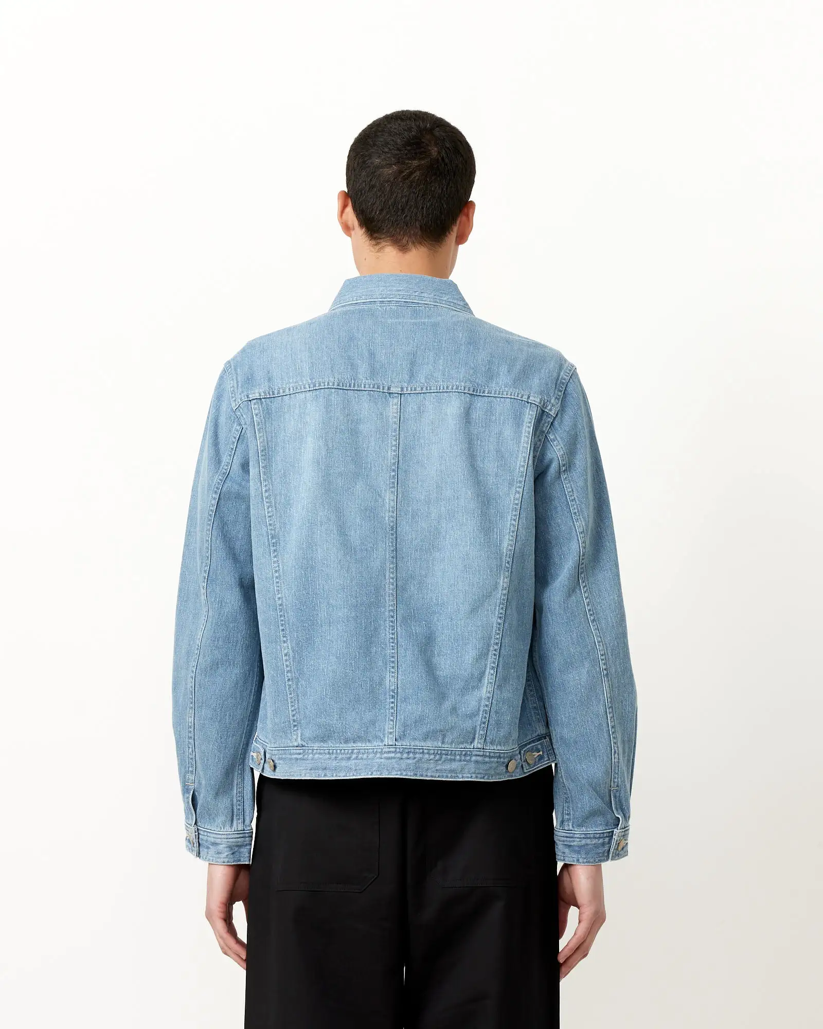 Faded Light Denim Blouson in Light Indigo