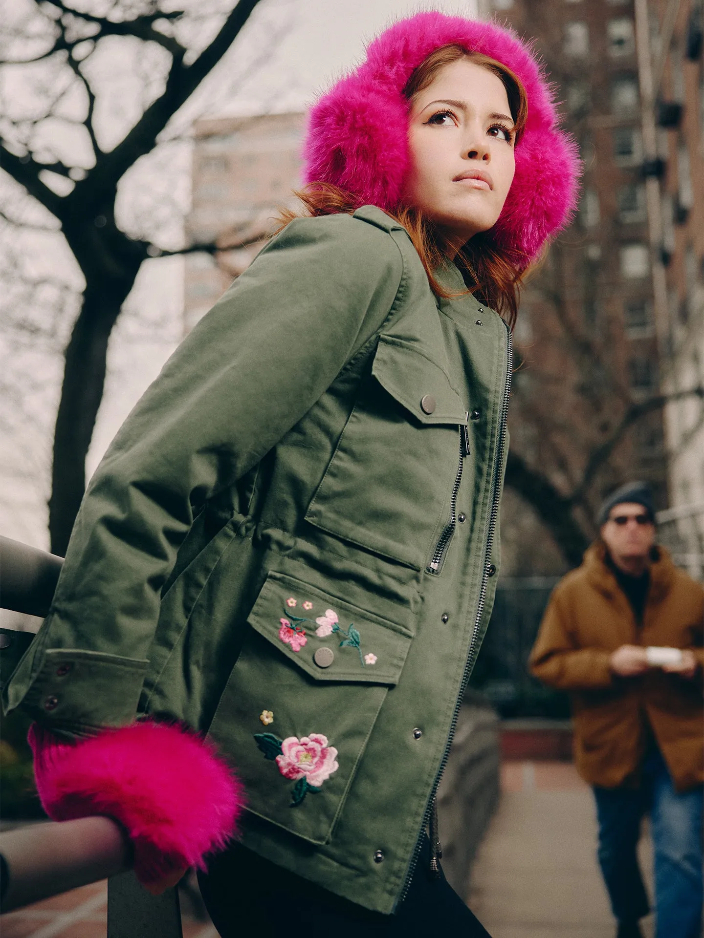 Faux Long Hair Fur Earmuffs - Pink