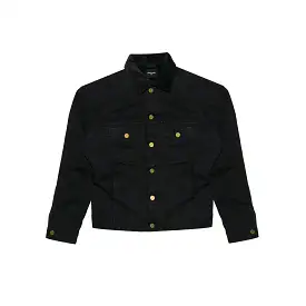 FEAR OF GOD 5TH COLLECTION SELVEDGE DENIM ALPACA TRUCKER JACKET - BLACK