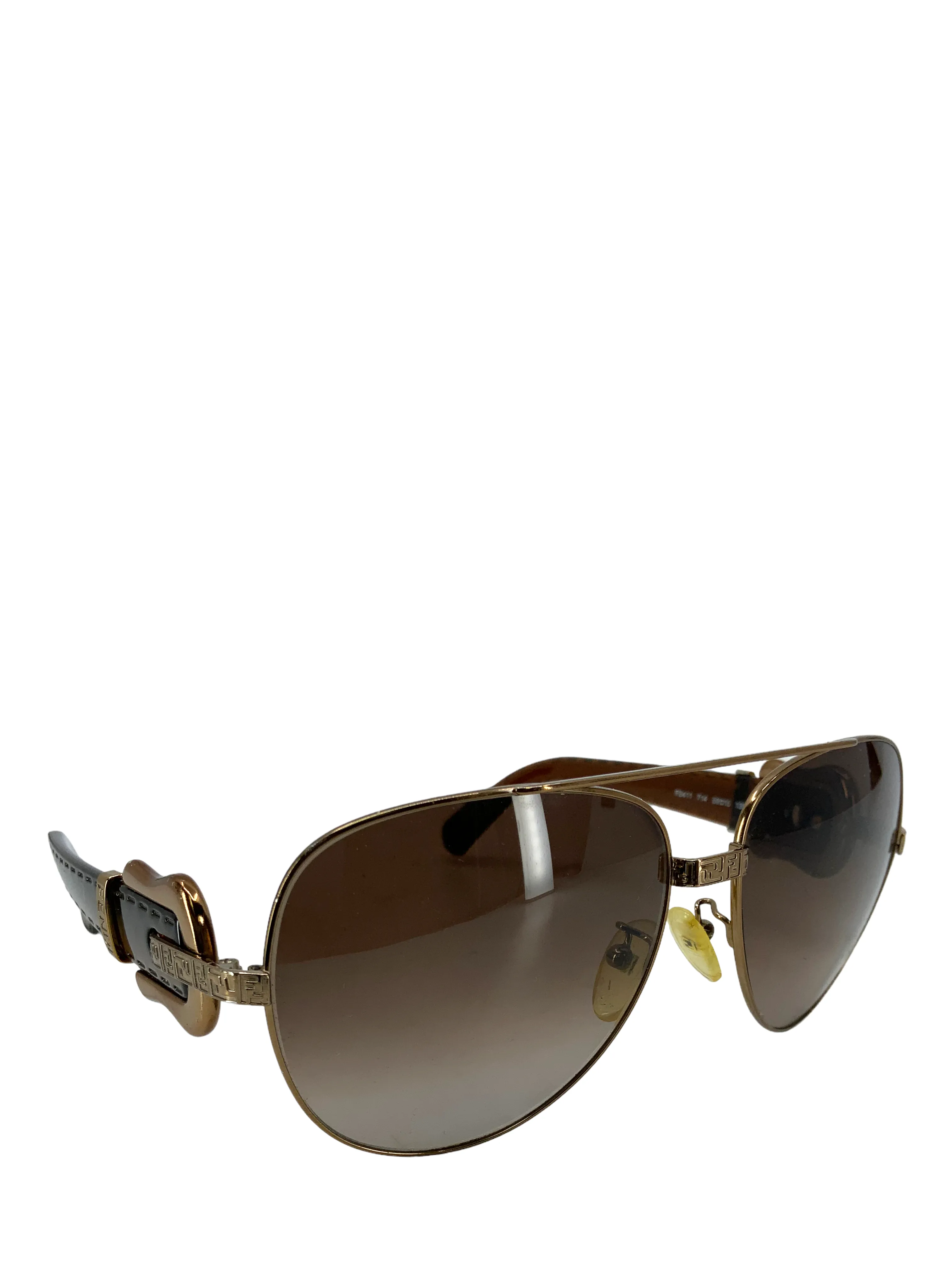 FENDI Vintage FF Logo Buckle Aviator Sunglasses FS411