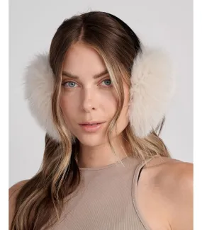 Fox Fur Earmuffs in Bone | FurSource.com