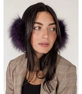 Fox Fur Earmuffs in Deep Purple at FurHatWorld.com