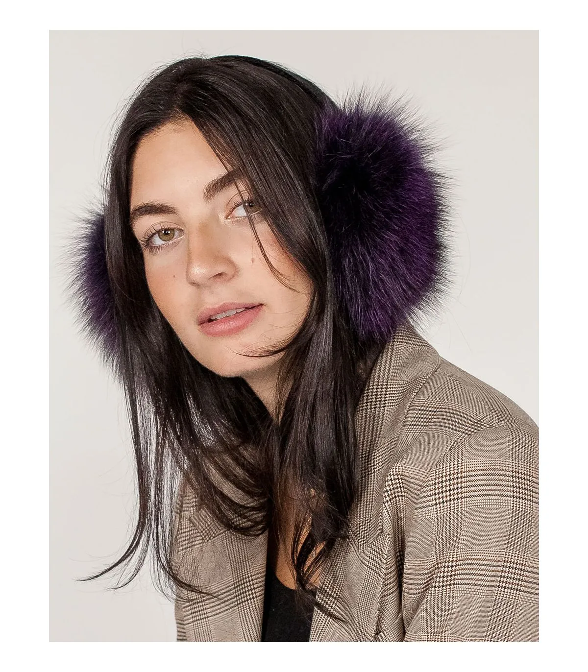 Fox Fur Earmuffs in Deep Purple at FurSource.com