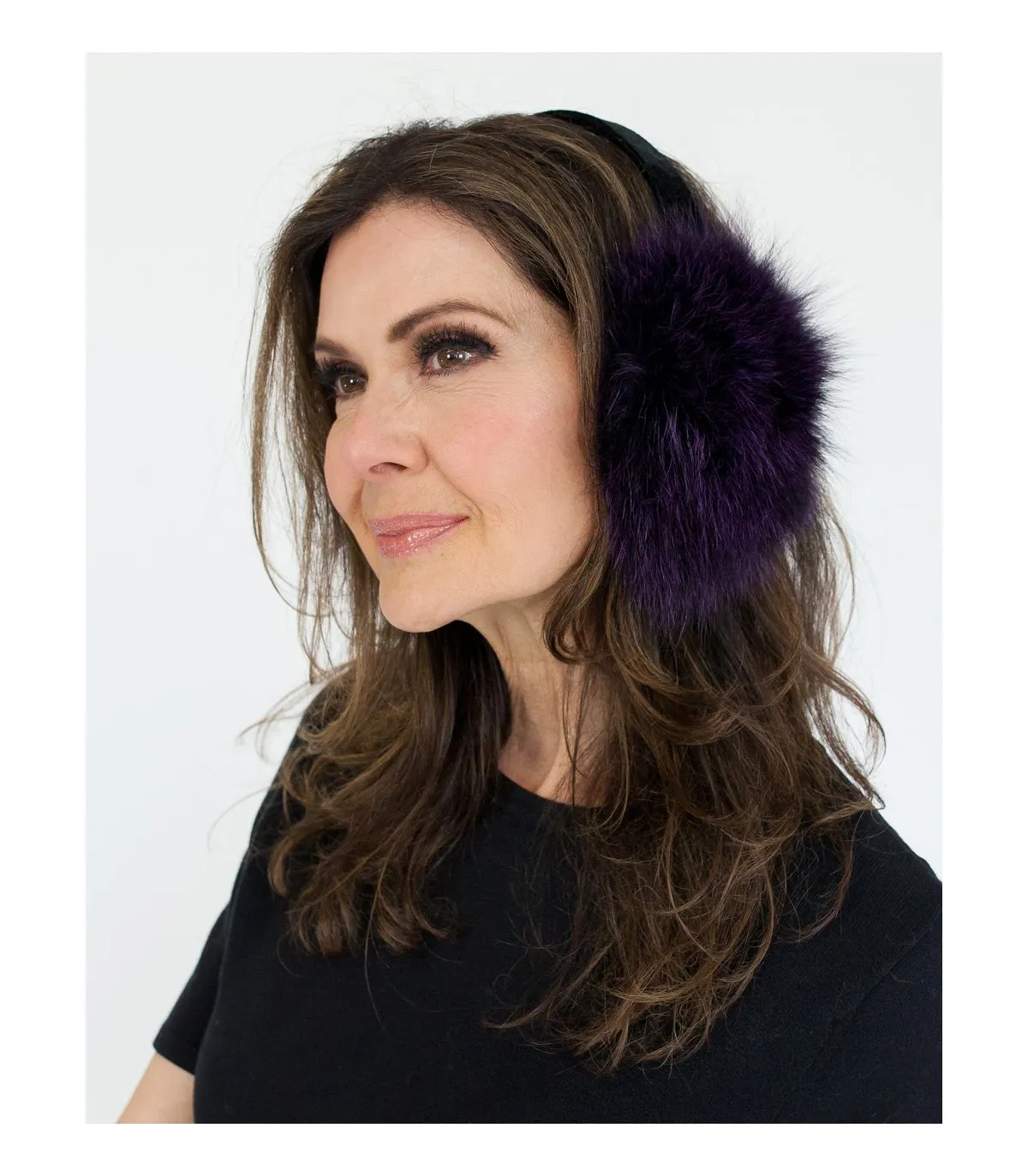 Fox Fur Earmuffs in Deep Purple at FurSource.com